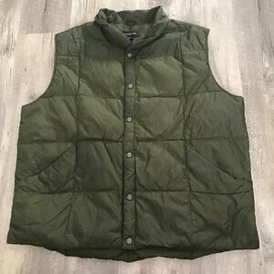 Lands End Quilted Puffer Down Vest Men XL 46-48 Lightweight Snap-Up Pockets